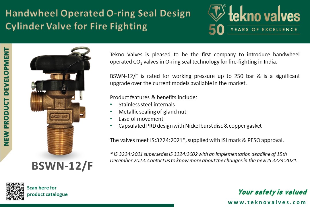 Handwheel Operated CO2 Valves in O-ring seal technology for fire-fighting